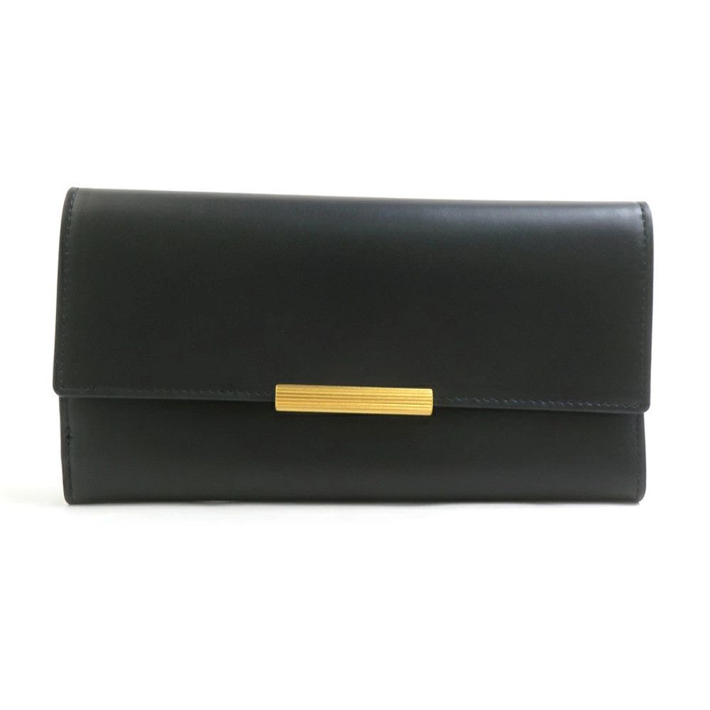Bottega Veneta bi fold long wallet leather black
